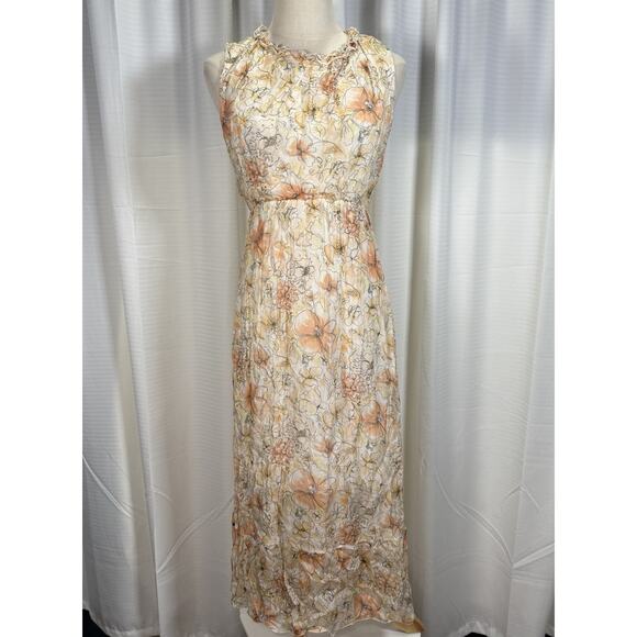 Le Ragazze Dresses & Skirts - Le Ragazze Womens Sleeveless Midi Dress Size Large Floral Silk Blend Lined Italy